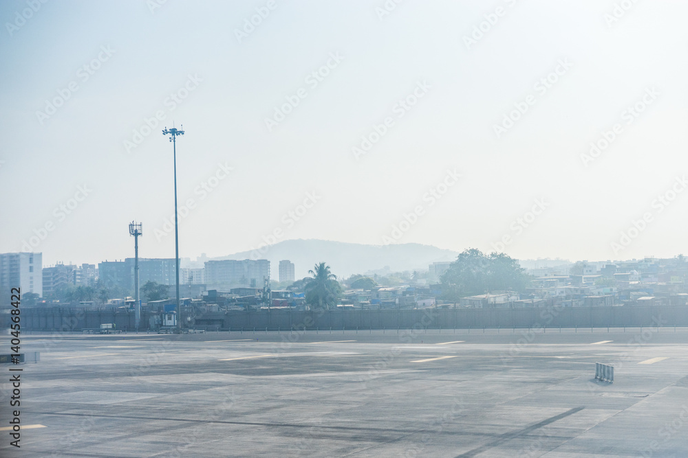 India, Maharashtra, Mumbai,a hazy view of the city viewed from the airport