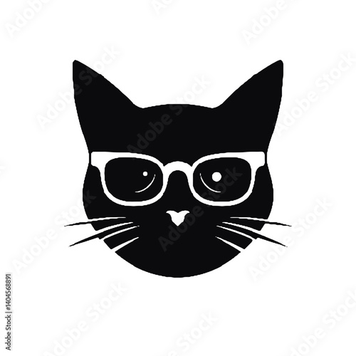 black cat on white background vector