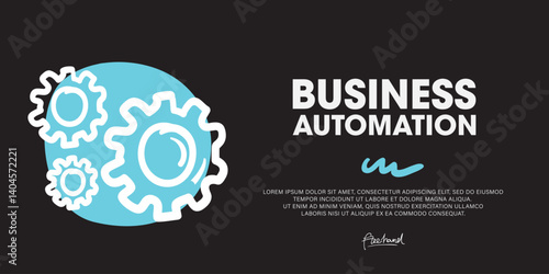 Business automation, Developing a Modern Web Banner Concept Using hand-drawn Doodle icon Graphics.