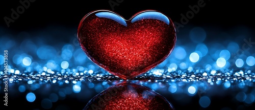 Heart on Glittery Blue Background