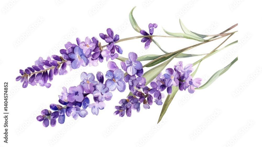 Beautiful Lavender flowers bunch in watercolor style on a white background. Generate AI Beautiful Lavender flowers bunch in watercolor style on a white background. Generate AI