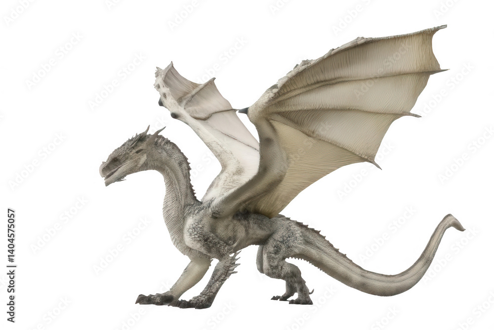 Fototapeta premium Detailed Wyvern Dragon with Wings Full Body Transparent Background