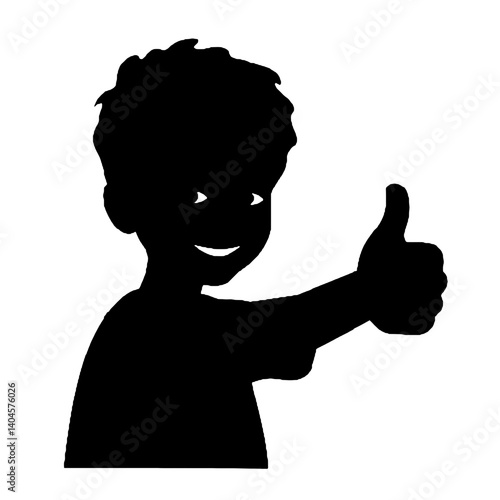 silhouette of a kid with thumb up