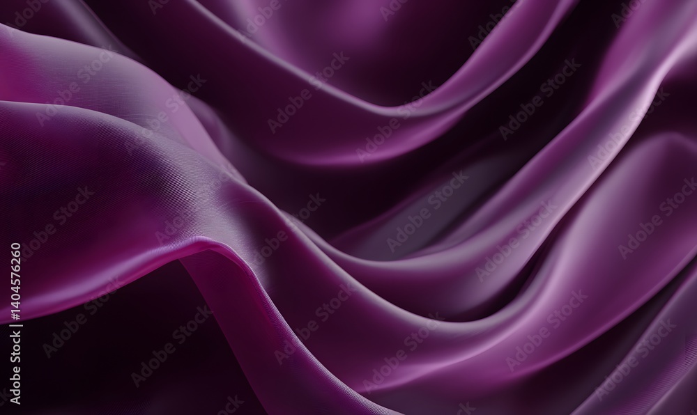 Obraz premium Elegant Purple Silk Fabric Drape Soft Waves Luxurious Texture Rich Deep Color Background Design Textile Material Smooth Flowing Gradient Abstract 