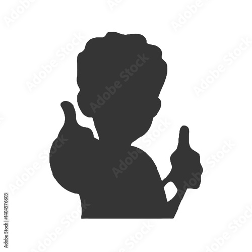 silhouette of a  boy with thumb up