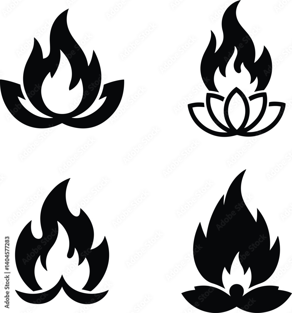 set of fire flames set of fire flames