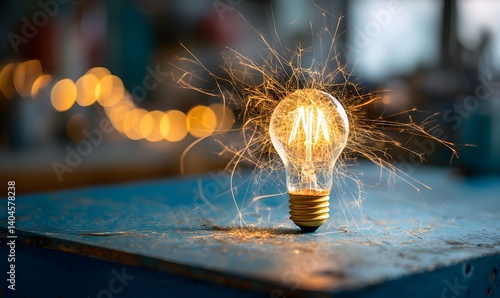 Brilliant Glowing Lightbulb Idea Sparkles Inspiration Creative Energy Innovation Bright Success Vision Future Technology Progress Development         
