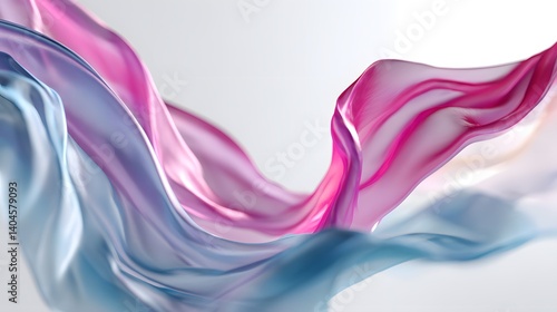 Abstract Pink Blue Silk Fabric Flowing Elegant Swirling Soft Smooth Textile Design Background Texture Wave Fluid Gradient Trendy Modern Artistic      