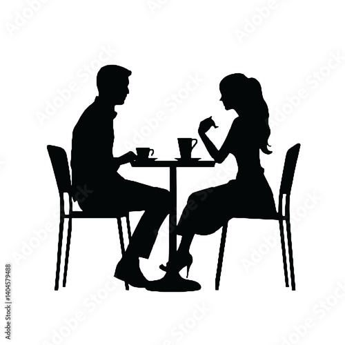 silhouette of a couple in a restaurant