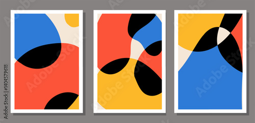 Trendy set of abstract creative minimal organic artistic compositions