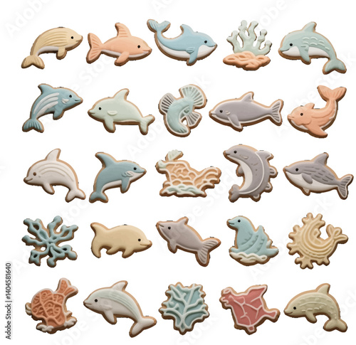 Marine animal fish shaped biscuit dessert Dim sum jelly