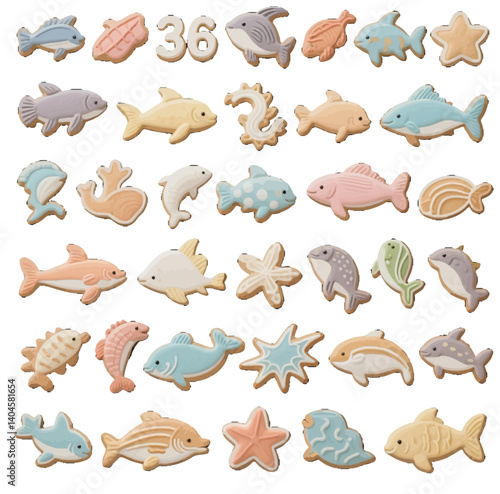 Marine animal fish shaped biscuit dessert Dim sum jelly