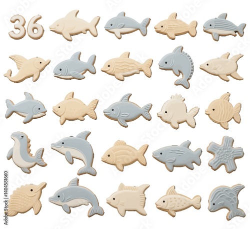 Marine animal fish shaped biscuit dessert Dim sum jelly