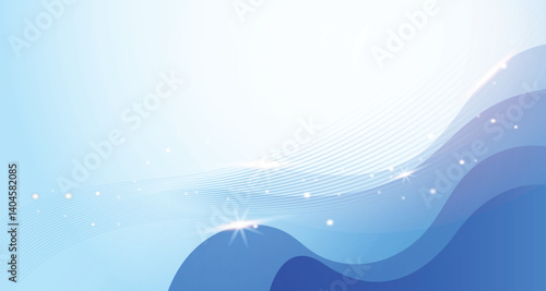 blue shiny gradient background with flowing wave thin line papercut design. Premium 3d abstract vector  glowing three dimensional wallpaper for company business banner presentation