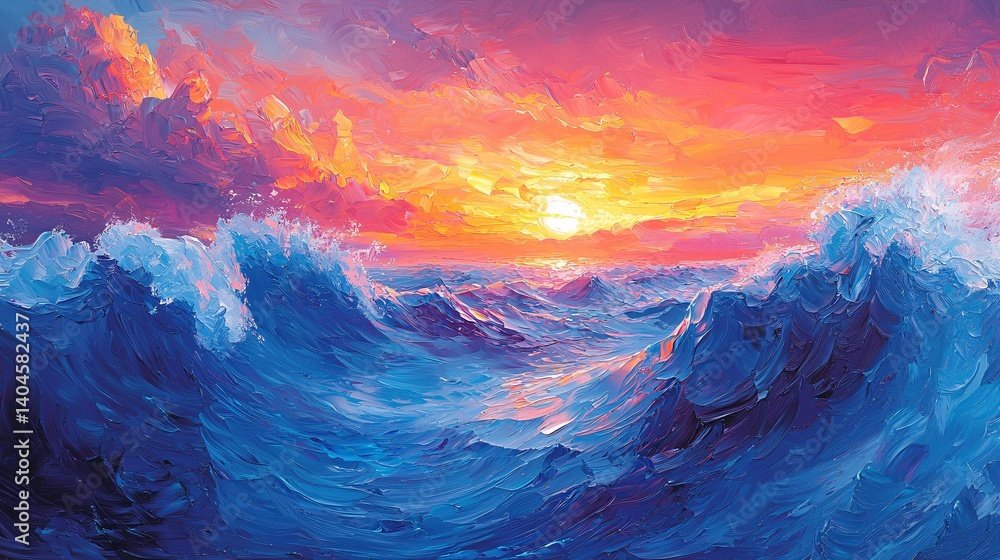 Fototapeta premium Colorful sunset waves