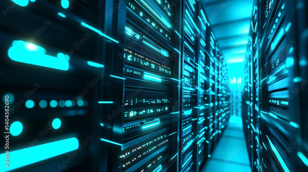 A striking 3D render of a futuristic tech banner bursting with turquoise and teal hues, dynamically composed with sleek block elements. Generative AI A striking 3D render of a futuristic tech banner bursting with turquoise and teal hues, dynamically composed with sleek block elements. Generative AI
