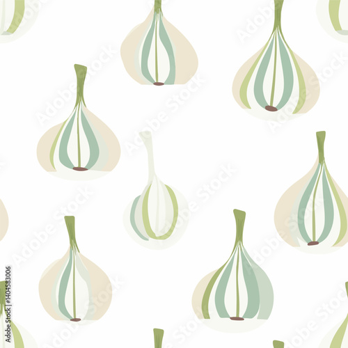Garlic sprout pattern.Exquisite vector vegetable patterns. 
