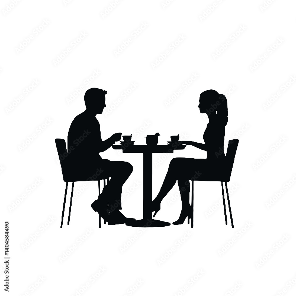 Fototapeta premium couple in cafe silhouette