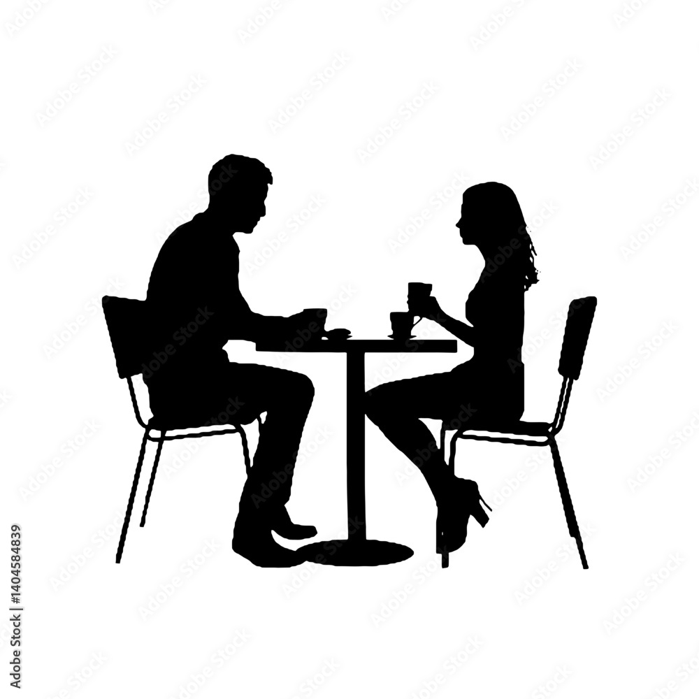 couple in cafe silhouette couple in cafe silhouette