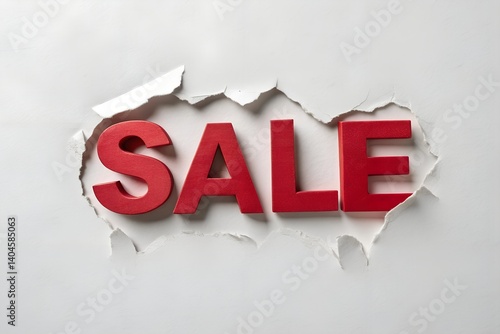 Bold 3D 'SALE' Typography with Peeling Paper Effect – Minimalist Red & White Advertising Design