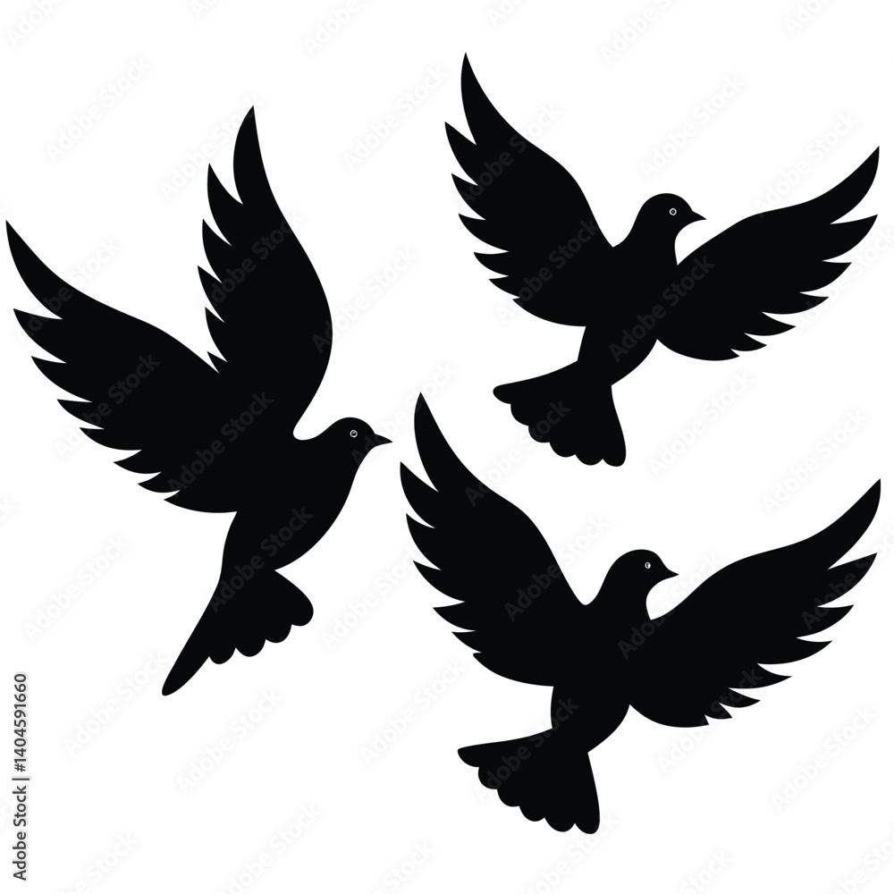 Obraz premium Bird group vector silhouette collection