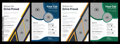 Creative car wash car detailing and rental flyer,Collection of car wash service internet advertising banner vector flat illustration,automobile wash service leaflet design,Car Cleaning Service Poster 