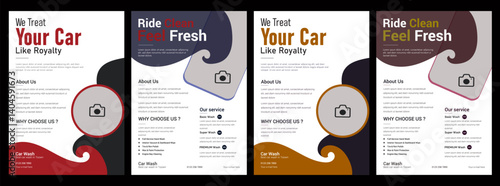 Creative car wash car detailing and rental flyer,Collection of car wash service internet advertising banner vector flat illustration,automobile wash service leaflet design,Car Cleaning Service Poster 