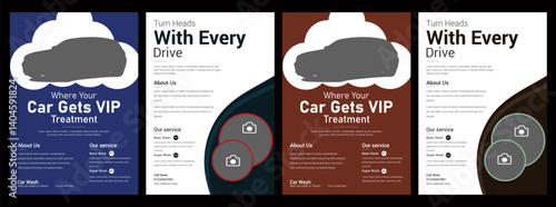Creative car wash car detailing and rental flyer,Collection of car wash service internet advertising banner vector flat illustration,automobile wash service leaflet design,Car Cleaning Service Poster 
