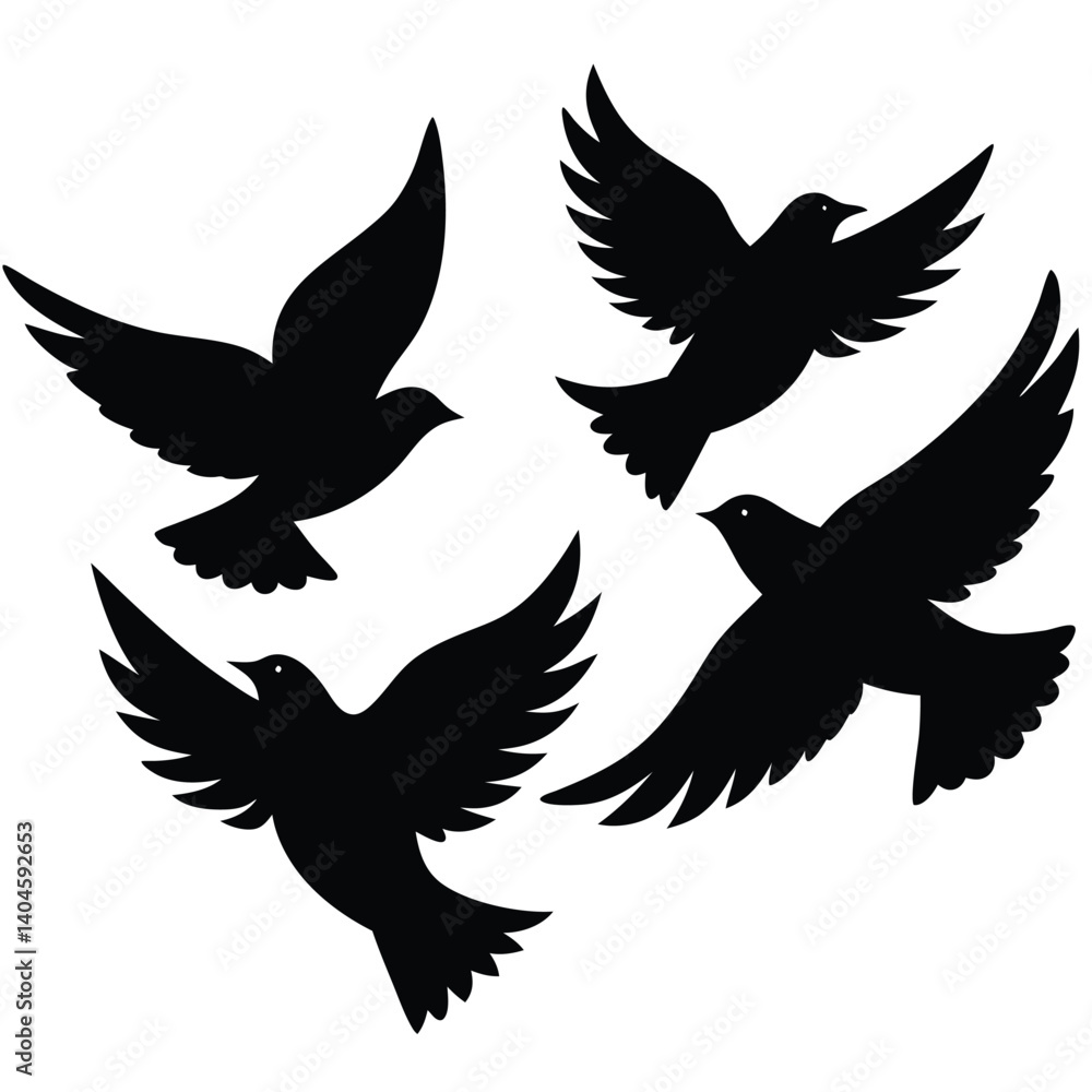 Bird group vector silhouette  collection