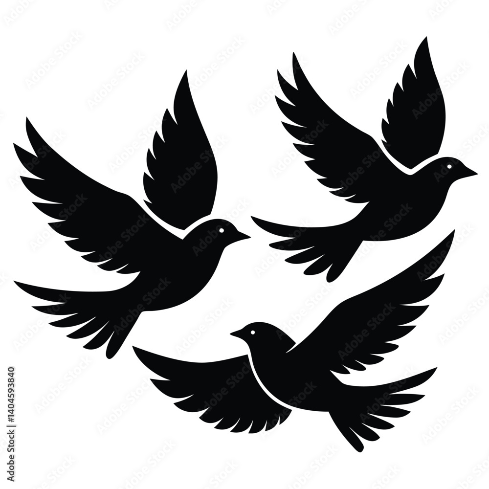 Fototapeta premium Bird group vector silhouette collection