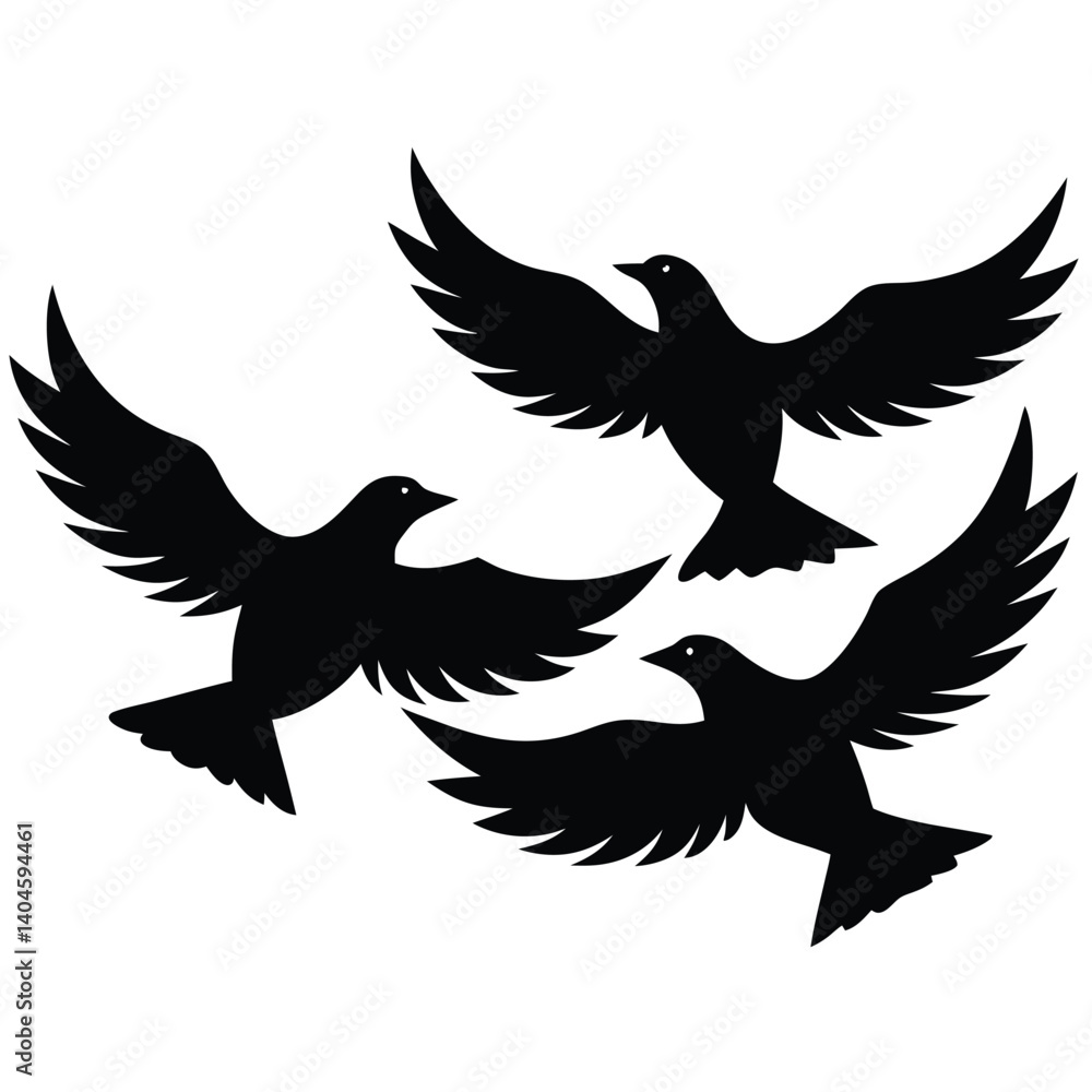 Obraz premium Bird group vector silhouette collection