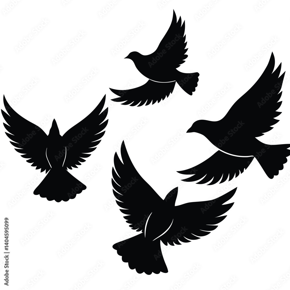 Obraz premium Bird group vector silhouette collection