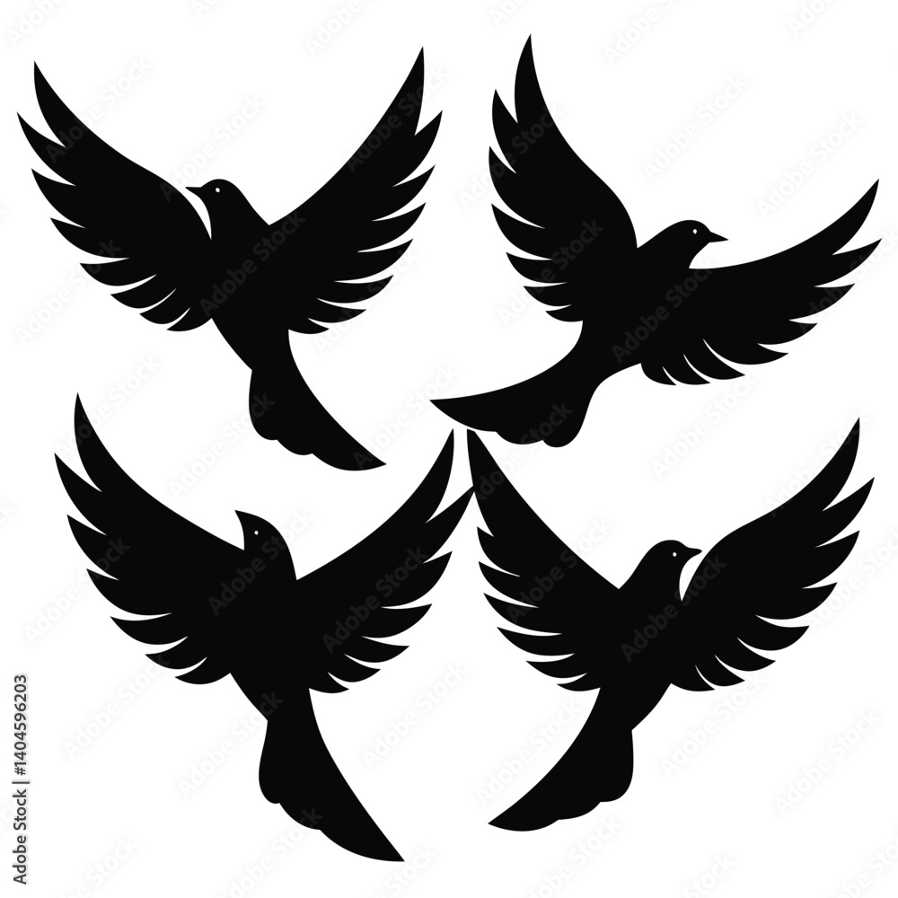 Naklejka premium Bird group vector silhouette collection