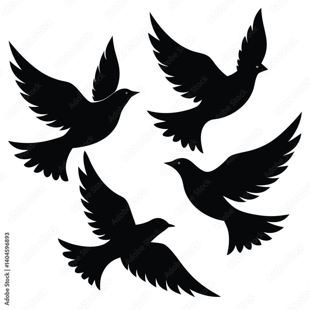 Fototapeta premium Bird group vector silhouette collection