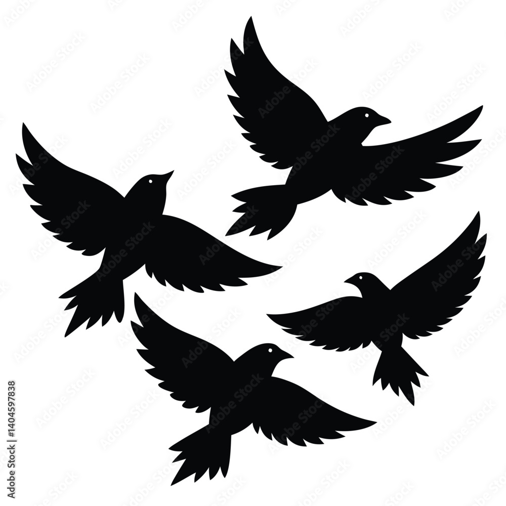 Obraz premium Bird group vector silhouette collection