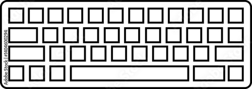 Keyboard icon in line. Keyboard of computer, laptop. Modern key buttons for pc. isolated on transparent background.