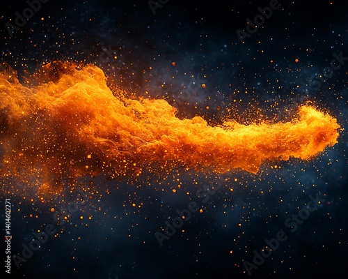 Fiery Stream Against Night Sky
