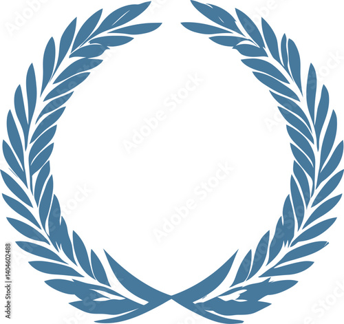 Gold Laurel Wreath with Feather Illustration and Vintage Design Elements