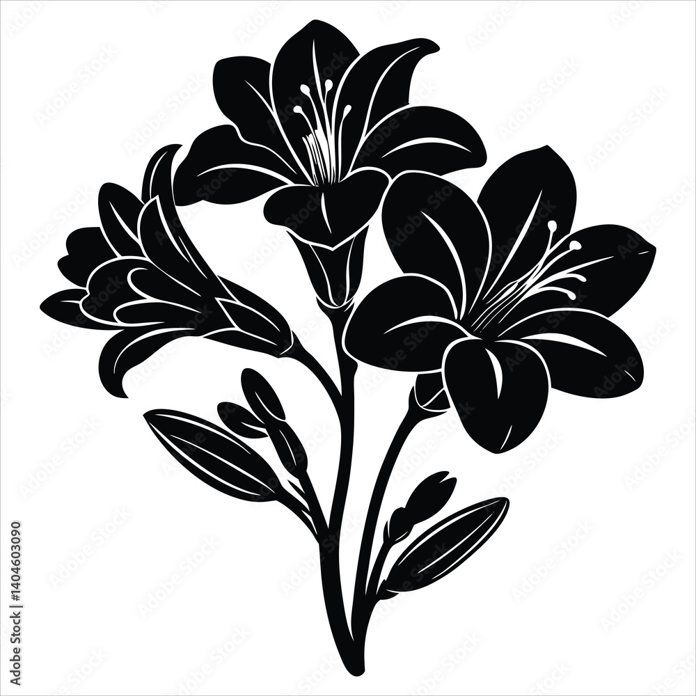 Elegant Black and White Lily Silhouette Elegant Black and White Lily Silhouette