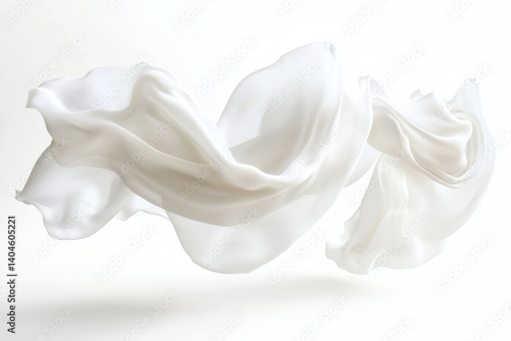 Obraz premium White fabric flowing in studio