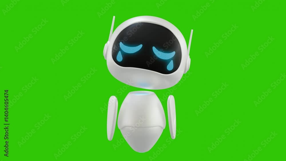 Cute 3D mini Robot character animation with sad and crying movement ...