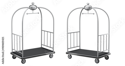 Wallpaper Mural Set of Hotel luggage trolley cart for carrying baggage on white background. 3d render element of hotel service on vacation Torontodigital.ca