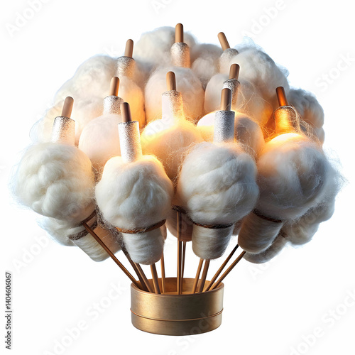 cotton wicks for lamp on white background