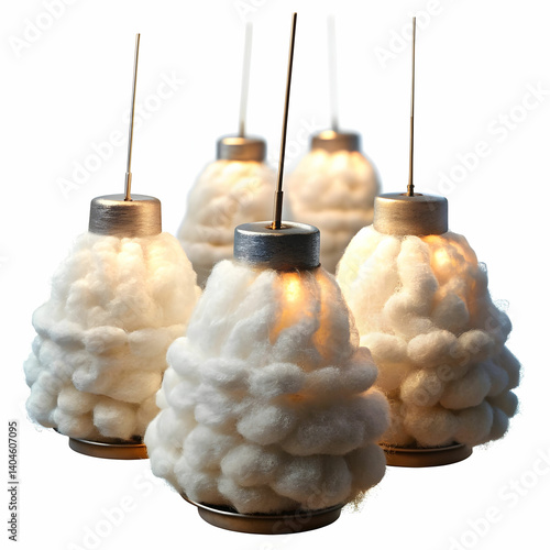 cotton wicks for lamp on white background