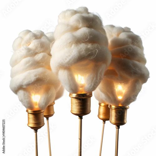 cotton wicks for lamp on white background