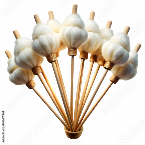cotton wicks for lamp on white background