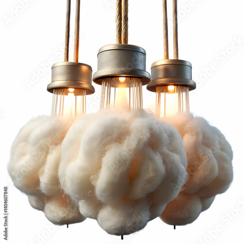 cotton wicks for lamp on white background