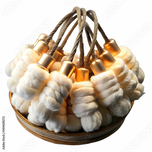 cotton wicks for lamp on white background