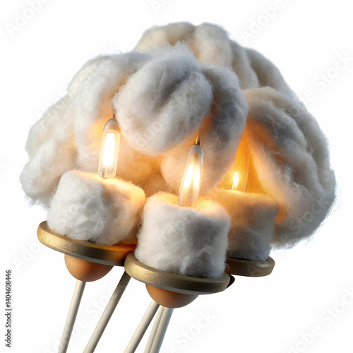 cotton wicks for lamp on white background