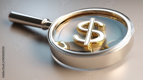 Magnifying glass revealing hidden dollar icon in a visual interpretation of financial insight and economic analysis